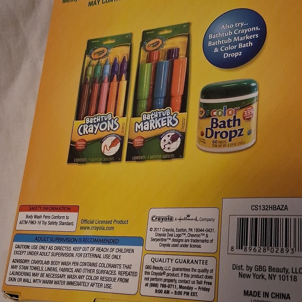 Crayola New Bathtub Time Body Wash Pens, Wash Cloth- 5 Fruity Colors & Scents